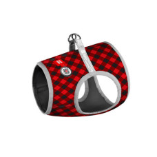 Шлея, "Шотландка красная", ОГ 24-27 см, ОШ 18-20 см, XS1, WAUDOG Clothes c QR