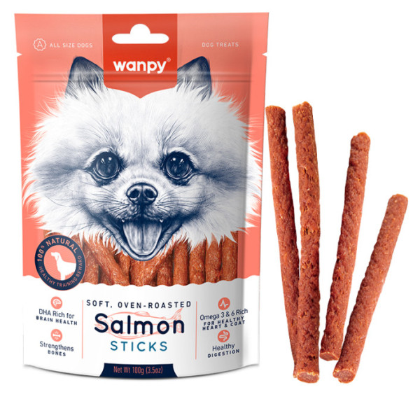 Wanpy (Ванпи) Salmon Sticks - Лакомство для собак, палочки с лососем 100 г