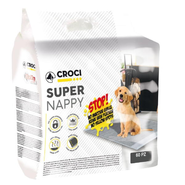 Croci (Кроки) Super Nappy - Пеленки с активным углем для собак и котов 84х57 см 60 шт