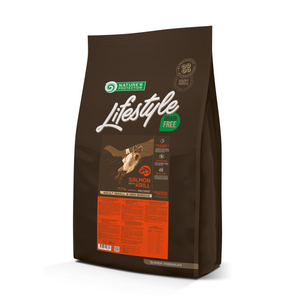 Nature\'s Protection (Нэйчер Протекшн) Lifestyle Grain Free Salmon with Krilll Adult Small & Mini Breeds - Сухой беззерновой корм для взрослых собак маленьких пород с лососем 10 кг