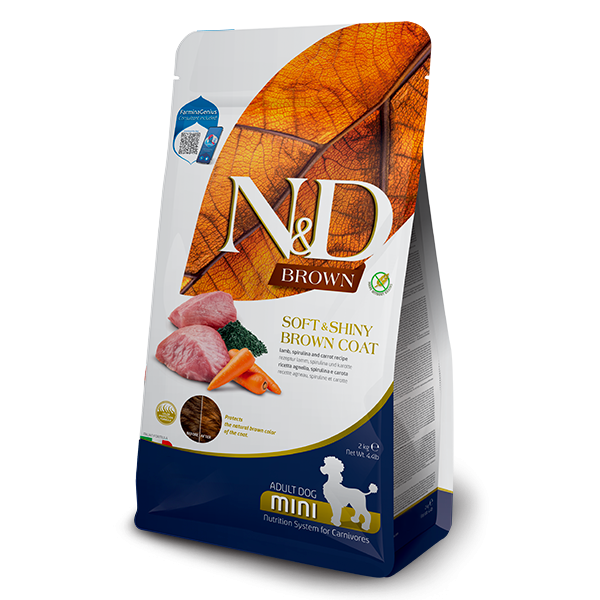 Farmina (Фармина) Dog N&D Brown, Spirulina Lamb & Carrot Adult Mini - Сухой корм для взрослых собак мелких пород с ягненком, спирулиной и морковью 5 кг