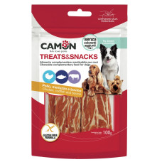 Camon (Камон) Dog Treats Jerky With Chicken, Cod&Beef Skin - Ласощі для собак джерки з куркою, тріскою та яловичою шкірою 100 г