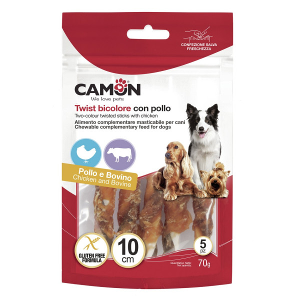 Camon (Камон) Dog Treats Twisted Sticks With Beef Skin&Chicken - Лакомство для собак крученые палочки с говяжьей кожей и курицей 70 г