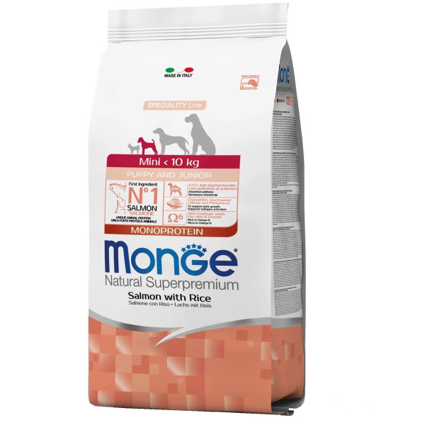 Monge (Монж) Dog Salmon & Rice Puppy & Junior Mini - Сухой корм для щенков мелких пород с мясом лосося и рисом 7.5 кг