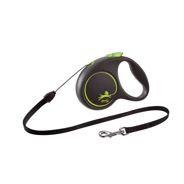 Повідець-рулетка Flexi Black Design трос M Green (5 м; до 20 кг)