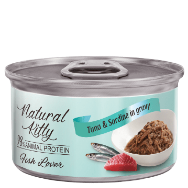 Natural Kitty (Нейчерал Китти) Meat Lover Tuna Sardine In Gravy - Влажный корм для котов с тунцом и сардиной 70 г