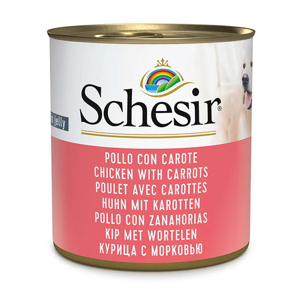 Schesir (Шезир) Dog Chicken with Carrots In Jelly - Влажный корм для взрослых собак всех пород кусочки курицы с морковкой в желе 285 г