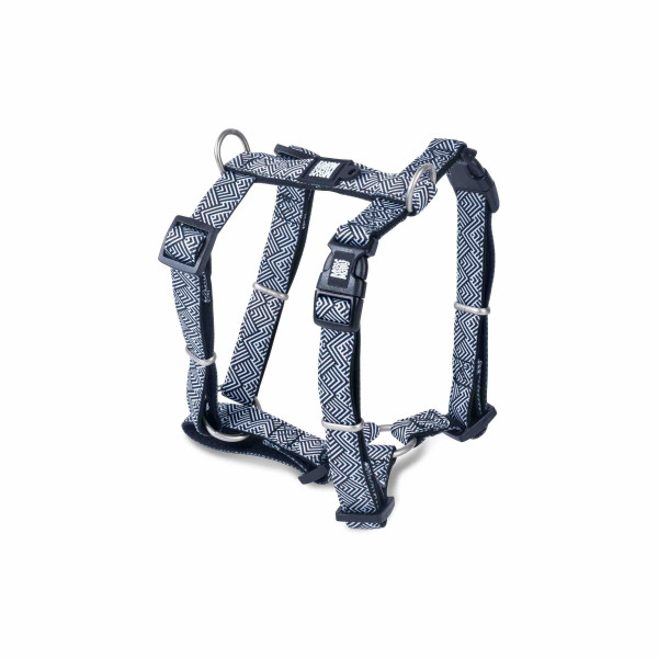 Max & Molly (Макс Молли) H-Harness Mykonos Black S - Шлея для собак с принтом миконос