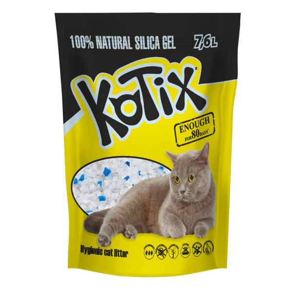 Kotix (Котикс) Natural Silica Gel - Наполнитель силикагелевый для кошачьих туалетов 7.6 л
