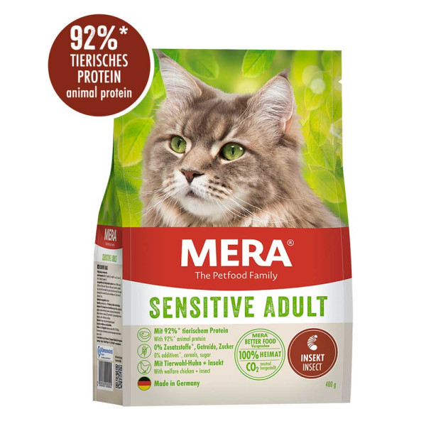 Mera (Мера) Cat Adult Sensitive Intsect - Сухой корм для кошек с чувствительным пищеварением с протеином насекомых 0.4 кг