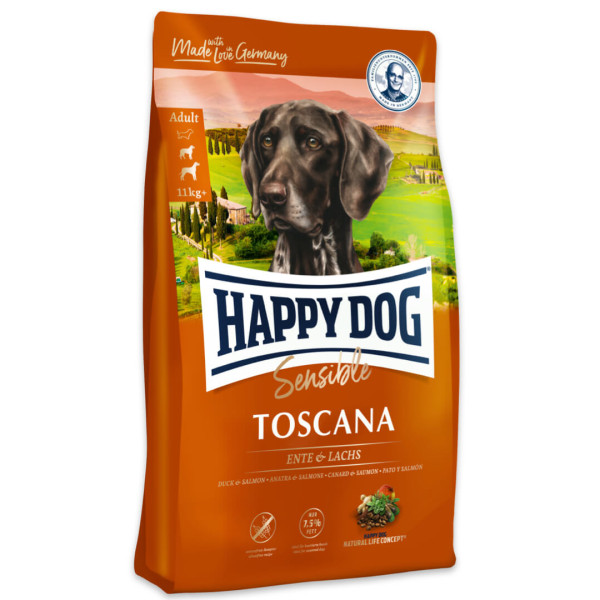 Happy Dog (Хепи Дог) Duck & Salmon Sensible Toscana Adult Medium & Maxi - Сухой корм для взрослых собак средних и больших пород для кастрированных и с избыточным весом с мясом утки и лосося 12.5 кг