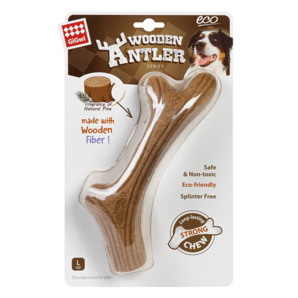 GiGwi (ГиГви) Wooden Antler - Игрушка для собак рог жевательный L