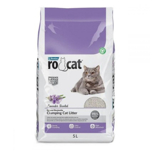 Ro Cat (Ро Кэт) Lavander - Наполнитель для кошачьих туалетов бентонитовый с запахом лаванды 5 л