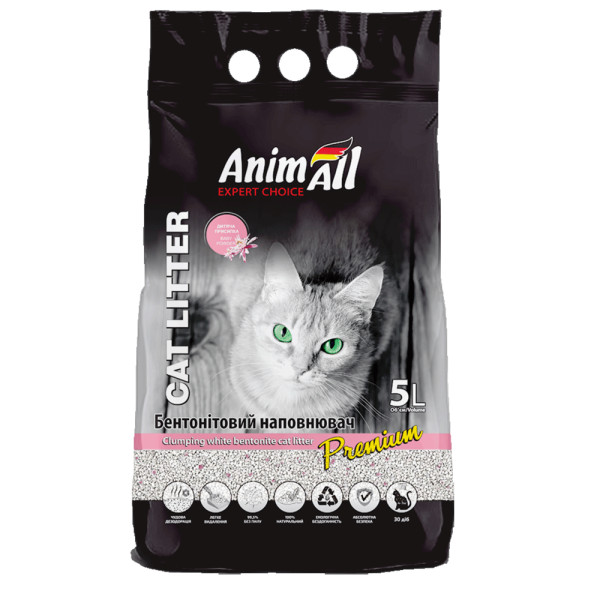 AnimAll (Энимал) Baby Powder - Наполнитель бентонитовый для кошачьих туалетов с ароматом детской пудры 5 л.