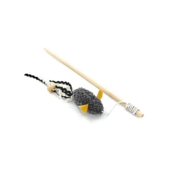 Hippie Pet (Хиппи Пет) Fishing Rod With Mouse Gray - Игрушка для кошек удочка с мышкой серая 40 см