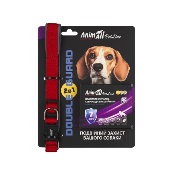 Animall (Энимал) Vetline Dog Double Guard Set Collar & Antiparasitic Tape Red - Набор для собак ошейник с противопаразитарной лентой красный 32-40 см