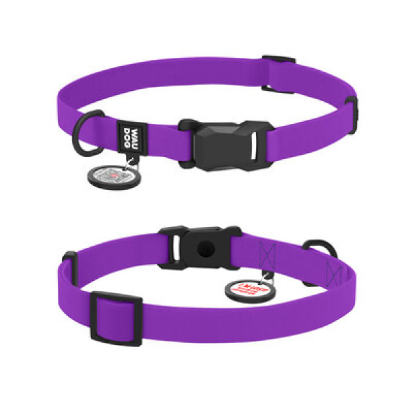 WauDog (ВауДог) Magnet - Ошейник для собак водостойкий с магнитной пряжкой фиолетовый (Ш 15 мм, Длин 26-35 см) S