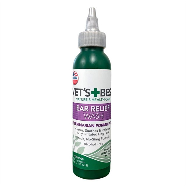 Vet's Best (Ветс Бест) Ear Relief Wash - Жидкое очищающее средство для ушей кошек и собак 473 мл