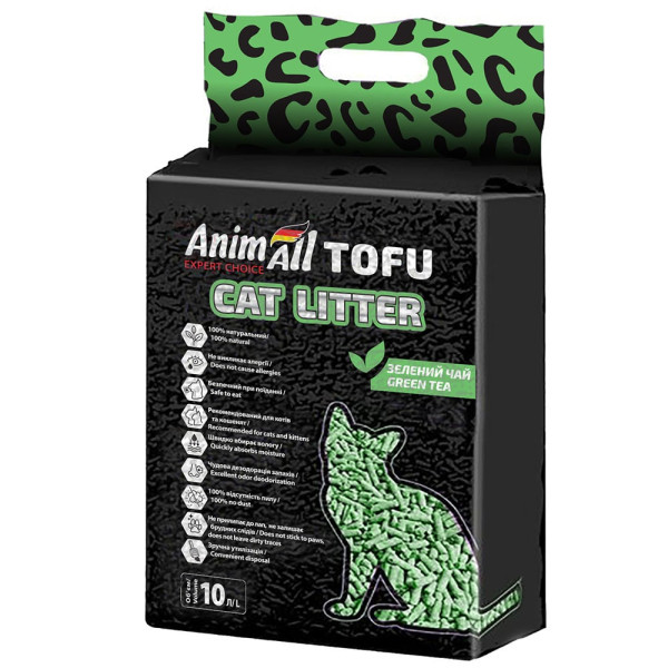 AnimAll (Энимал) Tofu Green Tea - Соевый наполнитель для кошачьих туалетов с ароматом зеленого чая 10 л