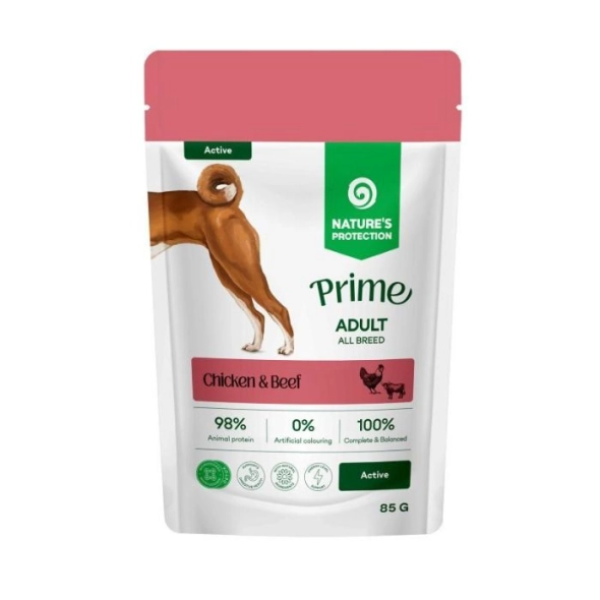 Nature’s Protection (Натур Протекшн) Prime Active Adult Dog All Breeds With Chicken And Beef - Влажный корм для взрослых собак с курицей и говядиной для поддержания энергии 85 г