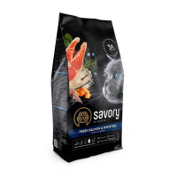 Savory (Сейворі) Gourmand Salmon and White Fish - Сухий корм для довгошерстних котів з лососем і білою рибою 2 кг