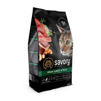 Savory (Сейворі) Adult Cat Gourmand Fresh Turkey & Duck - Сухий корм для вибагливих котів з індичкою та качкою 8 кг