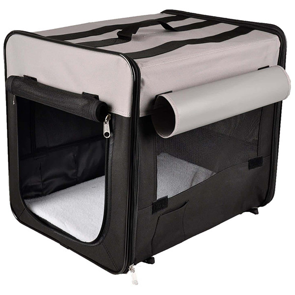 Flamingo (Фламинго) Transport cage Smart Top Plus Black & Grey - Складная сумка переноска для собак 79х56х61 см