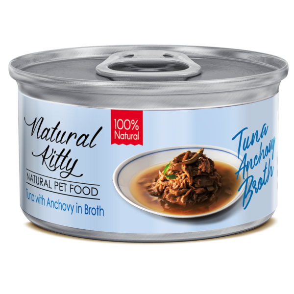 Natural Kitty (Нейчерал Китти) Brother Series Tuna with anchovy in broth - Влажный дополнительный корм для кошек тунец с анчоусами в бульоне 80 г