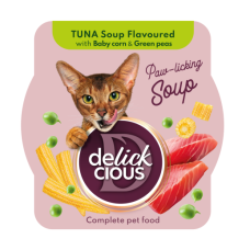 Delickcious (Делікшиз) Cat Soup With Tuna - Супчик для котів з тунця з додаванням мінікукурудзи та зеленого горошку 80 г