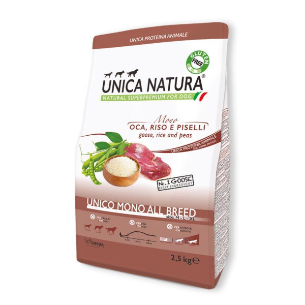 Unica Natura (Уника Натура) Unico Mono All Breed Goose - Сухой монопротеиновый корм для собак всех пород с гусем 2.5 кг