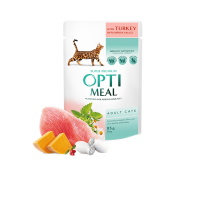 Optimeal (Оптимил) Cat Turkey in Pumpkin Gravy - Влажный корм для кошек с индейкой в тыквенном соусе 85 г