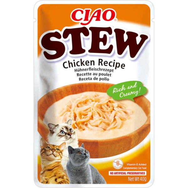 INABA (Инаба) Cat Ciao Stew With Chicken - Лакомство для кошек кусочки в пюре тушеная курица 40 г