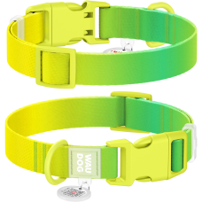 WAUDOG (ВАУДОГ) Nylon Recycled нашийник для собак з нейлону c QR паспортом градієнт пластиковий фастекс салатовий S 25-35 см