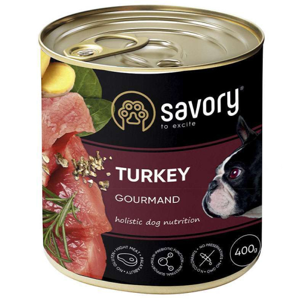 Savory (Сейвори) Dog Gourmand Turkey - Влажный корм для собак с индейкой 400 г