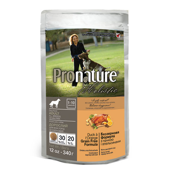 Pronature Holistic (Пронатюр Холистик) Duck & Orange - Сухой беззерновой корм для взрослых собак всех пород с уткой и апельсином 0.34 кг