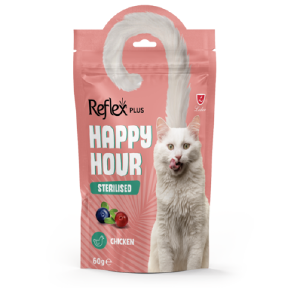 Reflex Plus (Рефлекс Плюс) Happy Hour Cat Treats Chicken With Blueberries And Cranberries - Лакомство для стерилизованных кошек с курицей голубиной и клюквой 60 г