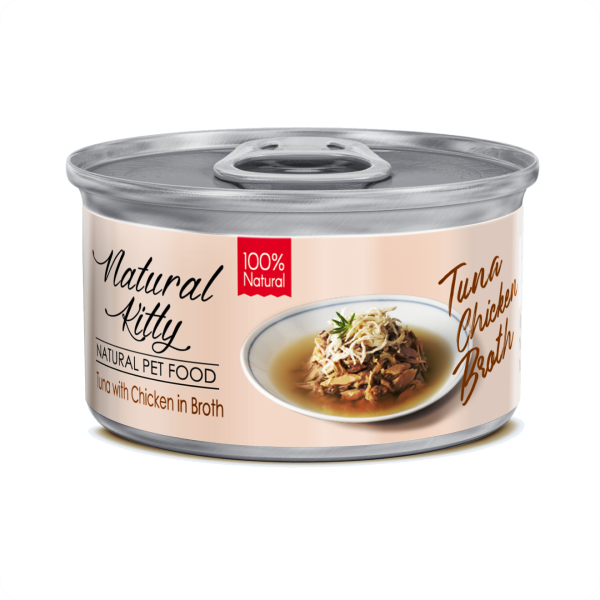 Natural Kitty (Нейчерал Китти) Broth Series Cat Grain Free Tuna & Chicken Adult - Влажный беззерновой корм для взрослых котов бульон с мясом тунца и курицы 80 г