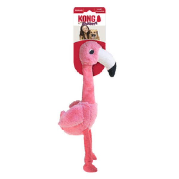 KONG (Конг) Shakers Honkers Flamingo S - Игрушка для собак маленьких пород фламинго с пищалкой