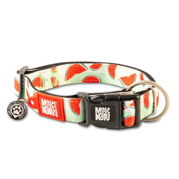 Max & Molly (Макс Молли) Smart ID Collar Watermelon XS - Ошейник для собак с принтом арбуз