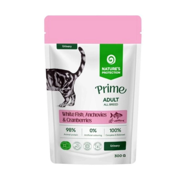 Nature's Protection (Натур Протекшн) Prime Urinary Adult Cats All Breeds With White Fish Anchovies And Cranberries - Влажный корм для кошек для поддержания мочевыделительной системы с белой рыбой, анчоусами и клюквой 300 г