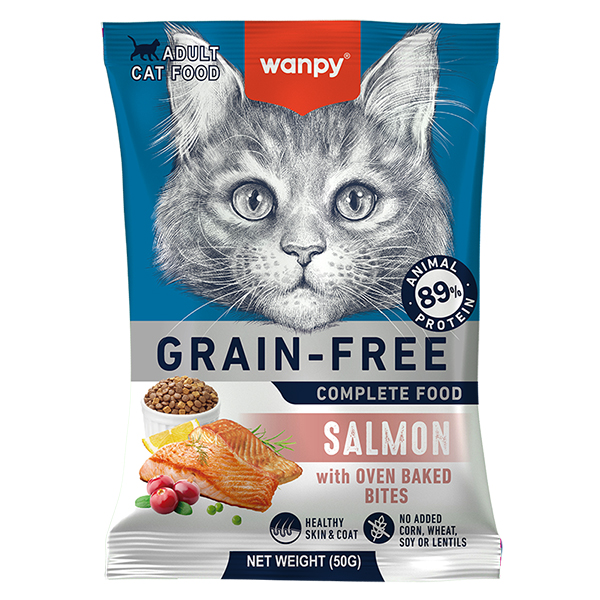 Wanpy (Ванпи) Cat Grain Free Salmon Adult - Сухой беззерновой корм для взрослых котов с мясом лосося 50 г