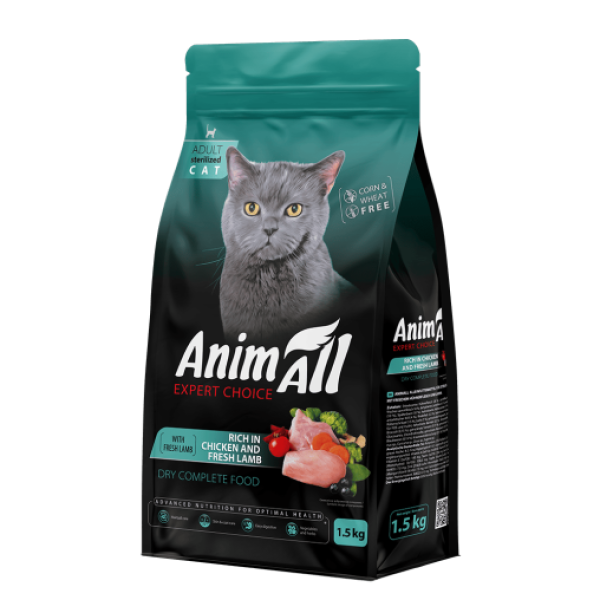 Animall (Энимал) Cat Sterilised Fresh Chicken and Lamb - Сухой корм для стерилизованных кошек со свежей курицей и ягненком 1.5 кг