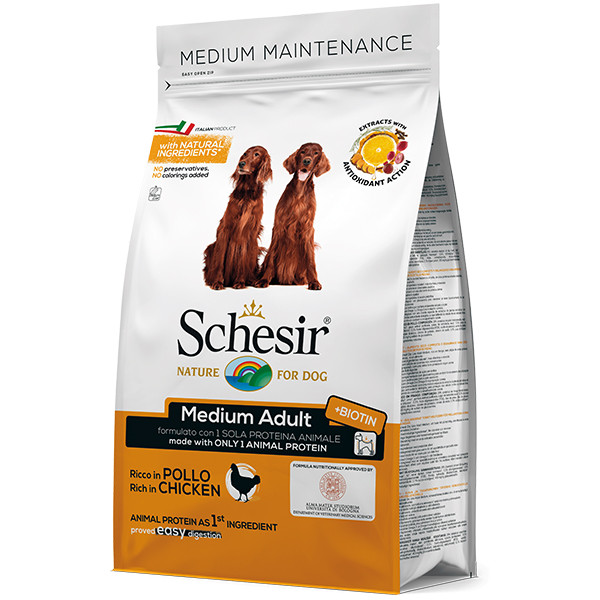 Schesir (Шезір) Dog Medium Adult Chicken - Сухий монопротеїновий корм для собак середніх порід з куркою 3 кг