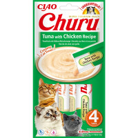 INABA (Инаба) Cat Churu Mousse With Tuna&Chicken - Лакомство для кошек сливочный мусс в стиках с тунцем и курицей 56 г