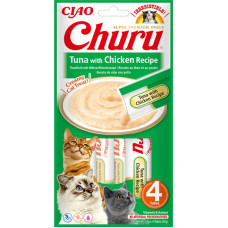 INABA (Інаба) Cat Churu Mousse With Tuna&Chicken - Ласощі для котів вершковий мус у стіках з тунцем та куркою 56 г