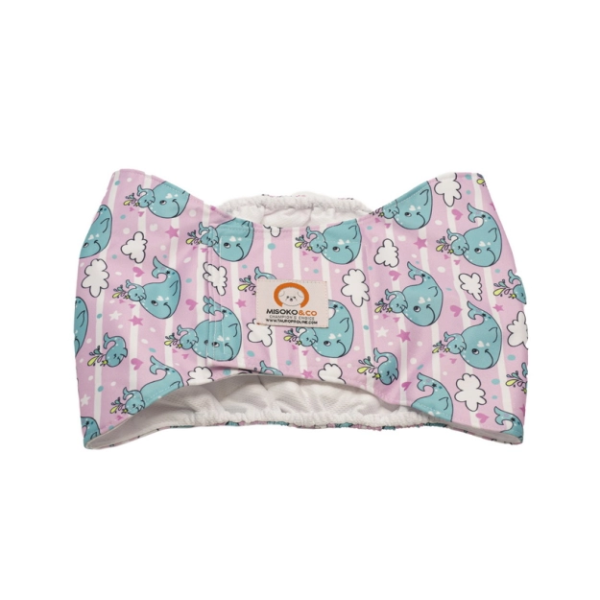 Misoko&Co (Мисоко&Ко) Reusable Diaper Whale For Male Dogs - Многоразовый подгузник для кобелей больших пород с изображением китов L