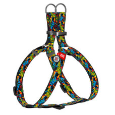 Шлея анатомическая, "Бэтмен Яркий", метал. пряжка-фастекс, Ш 15 мм, ОГ 40-55 см, ОШ 40-55 см, S, WAUDOG Nylon c QR