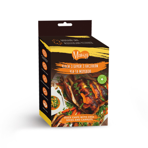 Mavsy (Мавси) Dog Refined Jerky Duck Chips With Chia Seeds and Carrots - Лакомство для собак чипсы из утки с семенами чиа и морковью 50 г