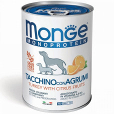 Monge (Монже) Dog Fruit Monoprotein Turkey & Citrus - Вологий корм для собак з індичкою та цитрусами 0.4 кг