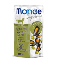 Monge (Монж) Supreme Cat Grain Free Tuna, Mussels & Olives Adult - Вологий беззерновий корм для дорослих котів з м’ясом тунця, мідіями та оливками 80 г